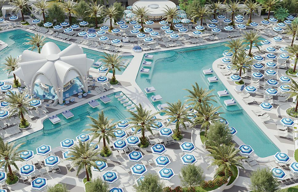 Aerial shot of pool at Fontainebleau Las Vegas