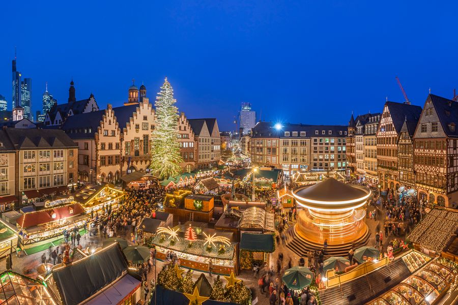 A festive Christmas market in Europe