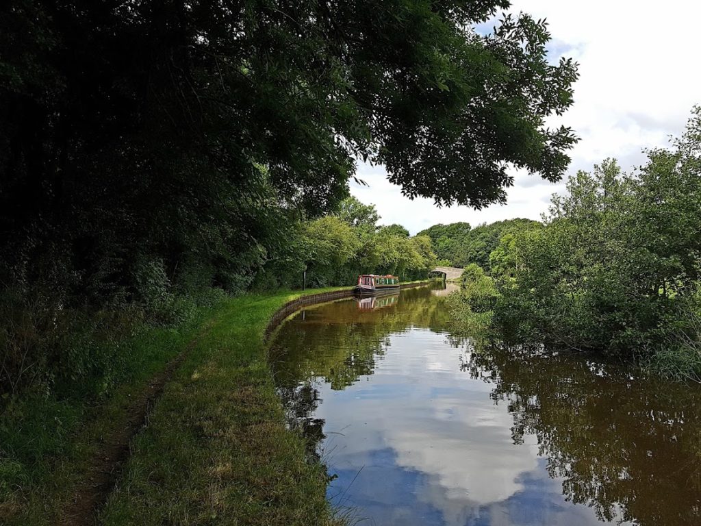 Canal boat moored up